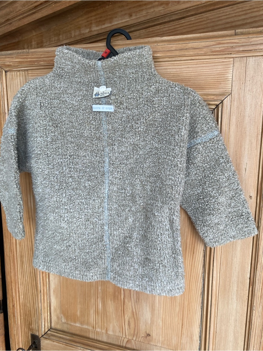 089–Sucre D'Orge Taupe Sherpa Fleece Top